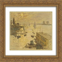 Claude Monet Matted Gold Ornate uramljena umjetnost Ispis 'bazen viđen sa mosta Argenteuil'