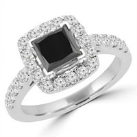 Veličanstvo Diamonds MD160362- 1. CTW Princess CECT Crno-bijeli dijamantni zaručni prsten u 14K bijelom