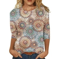 Apepal ženska tiskana majica kratka majica za izrez za bluze Ležerne prilike nagnutim modnim vrhovima