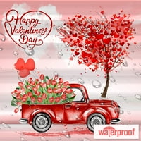 Valentinovo za zavjese za tuširanje, crveni retro kamion Tulip Love Tree Balloon Sretan zavjer za tuširanje za valentinovo za kupatilo vodootporno ukrašavanje festivala