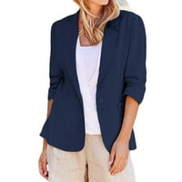 Kaputi za žensku modu spuštaju ovratnik tromjesečni rukav casual cardigan bluza tamno plava 5xl