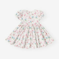 Haljine za djevojke Dječja dječja cvjetna haljina čipkasti lagani Flutter rukavi Ležerne ljetne haljine