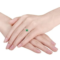 Carat 14K Rose Gold Okrugli smaragdni i dijamantski cvjetni zaručnički prsten za žene