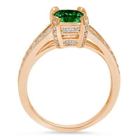 2.45ct Emerald Cut dragocjeni dragulj zeleni simulirani smaragd Real 18k ružičasta ruža zlato robotični