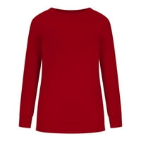 Levmjia Plus size za žene za žene čišćenje dugih rukava Ležerne majice Solid boja okrugli vrat Duks
