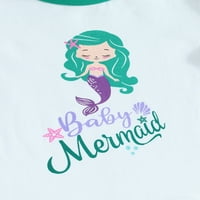 TODDLER Baby Girl Ljetna odjeća Bell-dno odijelo Sirena slova Ispis majica kratkih rukava Set hlača