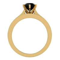 Black Diamond Wedding Ring set okrugli rez crni dijamantni prsten naglašen 14k zlato 1. karata