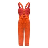 Cleance ženske modne hlače Kombiturama Rompers tiskani tasteri suspender kombinezon narančaste s
