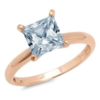 1. CT briljantna princeza Clear Simulirani dijamant 18k Rose Gold Solitaire prsten SZ 7.75