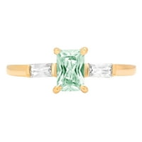 0,8ct smaragdni rez zeleni simulirani dijamant 18k žuto zlato graviranje izjava godišnjica Angažovanost