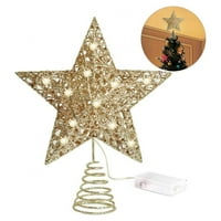 Božićna stabla sa svjetlima niz metalni zvjezdani oblik stabla zlata Glitter pentagram stablo hat božićni