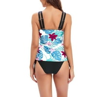 Kupaći kostim za žene Side kravate kupaći kostim V izrez Tankini kupaći kostim cvjetni print bikini