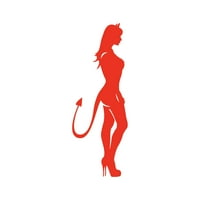 Sexy Devil Girl naljepnica Decel Die Cut - samoljepljivi vinil - Vremenska zaštitna - izrađena u SAD - Mnogo boja i veličina - Lady Braless JDM Stans Euro