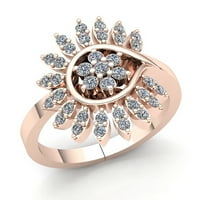 0,5CTW Okrugli rez Dijamantni ženski mladeni cvjetni godišnjica Angažman prsten od punog 18k ruža, bijelo