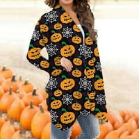 Ženska modna casual Halloween Print Srednjowered Cardigan jaknu dugih rukava