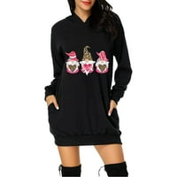 Ženski košulja za Valentinovo mini haljina vole tiskati dugih rukava Ležerne prilike labave pulovere sa džepom dame odjeću