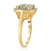 Galaxy Gold 14K Čvrsti žuti zlatni jastuk 3. CTW prsten sa prirodnim dijamantima i prirodnim zelenim
