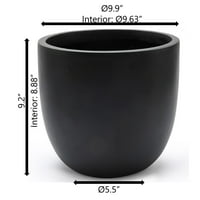 Luxenhome crni mgo krug 9.2IN. H PLANTER