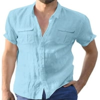 Avamo Men majica kratkih rukava Okrenite majicu ovratnika Muške obične ljetne košulje Bluza Beach svijetlo
