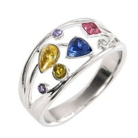 Wiueurtly prstenovi za tinejdžere slijede svoje snove prsten za prsten za rinestone Poklon prstenje za žensko rođendanski poklon za njenu srebrnu šarenu geometrijsku šupljinu rivestove veličine 10