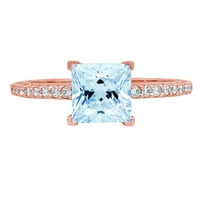 1.66ct Princess rez plavi simulirani dijamant 18k ružičasti ružičasti zlato graviranje izjava bridalna godišnjica angažmana vjenčana prstena veličine 7