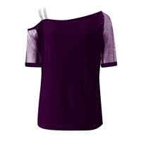 Bazyrey Womens Crew Tops Ležerne prilike pulover ženske majice s kratkim rukavima Purple M