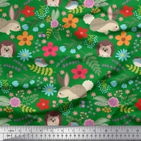 Tkanina od pamučne patke Soimoi cvjetna, zec i porcupinski crtani tkanini otisci sa dvorištem širom