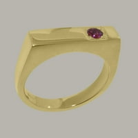 Britanci napravio 14k žuto zlato originalno prirodno ružičasti turmalinski muški prsten - veličine opcije - veličina 5.5