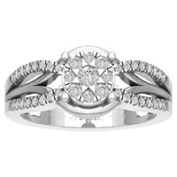 Araiya Sterling Silver Diamond Halo Band prsten, veličina 7.5