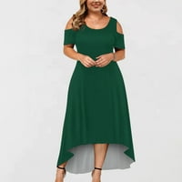 Puntoco ljetne haljine, dame čišćenje, žene ljetni casual kratki rukav sa ramena od pune haljine u boji zelena