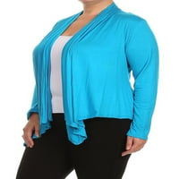 Ženska plus veličina Čvrsta ležerna duga rukava Drape prednja otvorena jakna Cardigan izrađena u SAD-u
