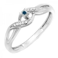 Dazzlingrock kolekcija 0. Carat sterling srebrno plavo i bijeli dijamant crossover swir za bridalni