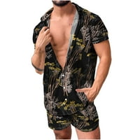 Muške hlače od plaže Men Ležerne prilike, gumb Kardigan Ispis Ispis bluza od kratkih rukava i hlače