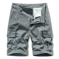 Leesechin muns Cargo kratke hlače Ljeto Activeweward Workout Hotcos Solid Color Button Multi-džepne