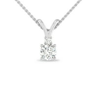 Carat 10k bijelo zlato okruglo Diamond Solitaire V-kaucija Privjesak za žene za žene