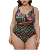Plus size Bikini, ženska modna tiskanja Tankini setovi Dva kupaća kupaći kostim na plaži Obvesni, Green,