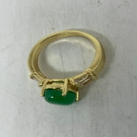 Vintage Lucky Green Nefrite Jade Gold ispunjen koktel prsten