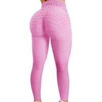 Aaimomet joga pantalone za žene sa džepovima Ženske joge trke za trčanje tiskane kompresijske tajice Niske rastote za vježbanje sa skrivenim džepom, ružičastom m