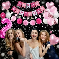 Slatki 19. rođendanski ukrasi za žene, ružičaste i bijele balone za rođendan, 19. rođendan p