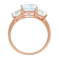 4.0ct smaragdni rez plavi simulirani dijamant 18k ružičasto zlato Angažovanje kamena prstena veličine