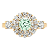 1.6ct okrugli rez zeleni simulirani dijamant 18k žuti zlatni ugraving izjava bridalna godišnjica Angažman