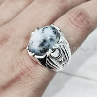 Dendritic Opal MANS prsten, prirodni dendrite Opal prsten, srebrni nakit, srebrni prsten, rođendanski poklon, teški muški prsten, arapski dizajn, prsten od osmanskog stila, Ring, Turska mens ring