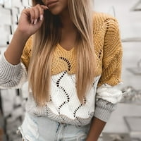 Sizzling Štednja wxlwzywl džemperi za žene odolijevanje plus veličine labavo kontrast boja V-izrez šuplji
