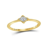 Sterling srebrna ženska okrugla dijamantski kvadratni prsten. CTTW