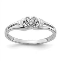 14k bijelo zlato 0. CTW dijamantski prsten za ugradnju srca, veličine 6