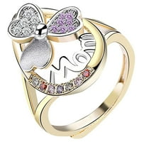 Amlbb prstenovi za žene Žene Djevojke bijele pozlaćene rinestone srčane prsten za mama pisma na čišćenju
