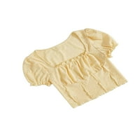 Ženske bluze i kratke rapone lagane ravne ležerne obične obične četvrtaste izreze žute majice