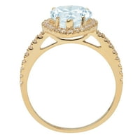 2.38ct kruška rez plavi simulirani dijamant 14k žuti zlatni godišnjički angažman halo prstena veličine