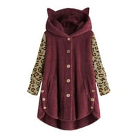 Cleance Casual Hoodie Jakne za žene Trendy Leopard Ispiši kaput sa džepovima Jesen zimske dugih rukava