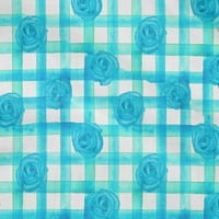 Onuone pamuk fle Aqua Blue tkanina Provjera, ciklama i ruža cvjetni obrtni projekti Dekor tkanina štampan
